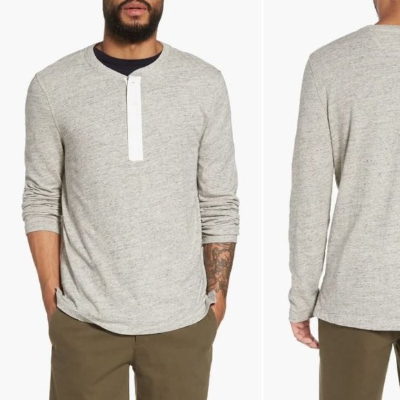 VINCE Military Slim Fit Henley In Grey Men's Size X Large Long Sleeve Tee - Picture 1 of 10